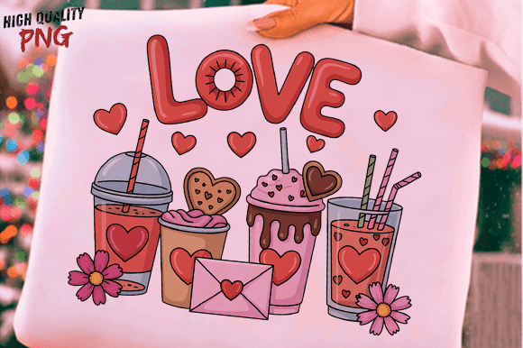 Download Valentines Day Love Coffee Cups XOXO PNG - Premium Bundle